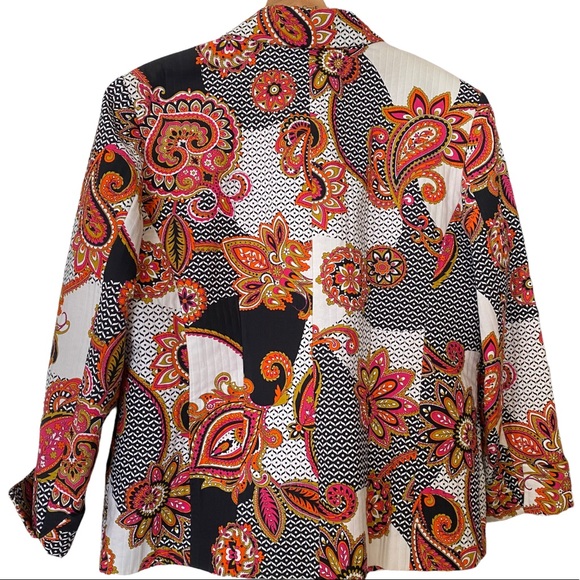 CHICO’S Women's Fully Lined Multi-Color Paisley Button Up Blazer Jacket Size 16 - Picture 2 of 6